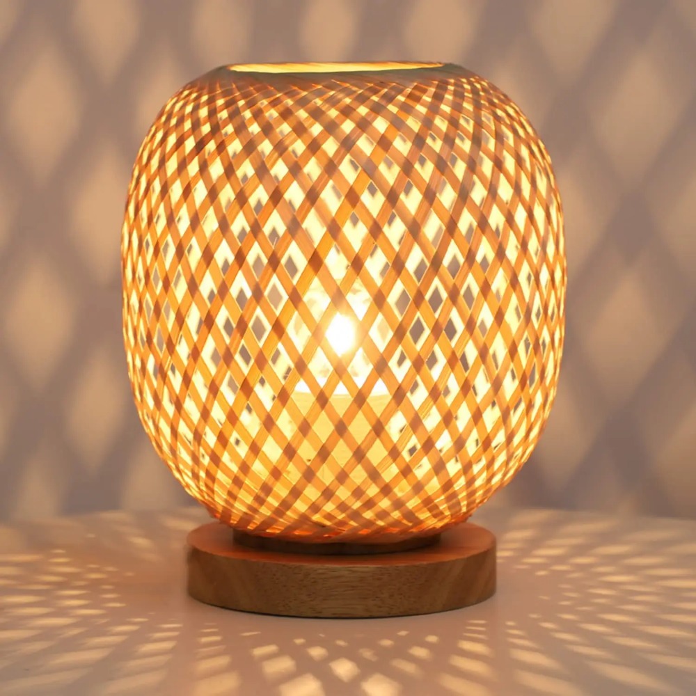 Desk Setup Vintage - Bohemian Hand-woven Natural Bamboo Table Lamps