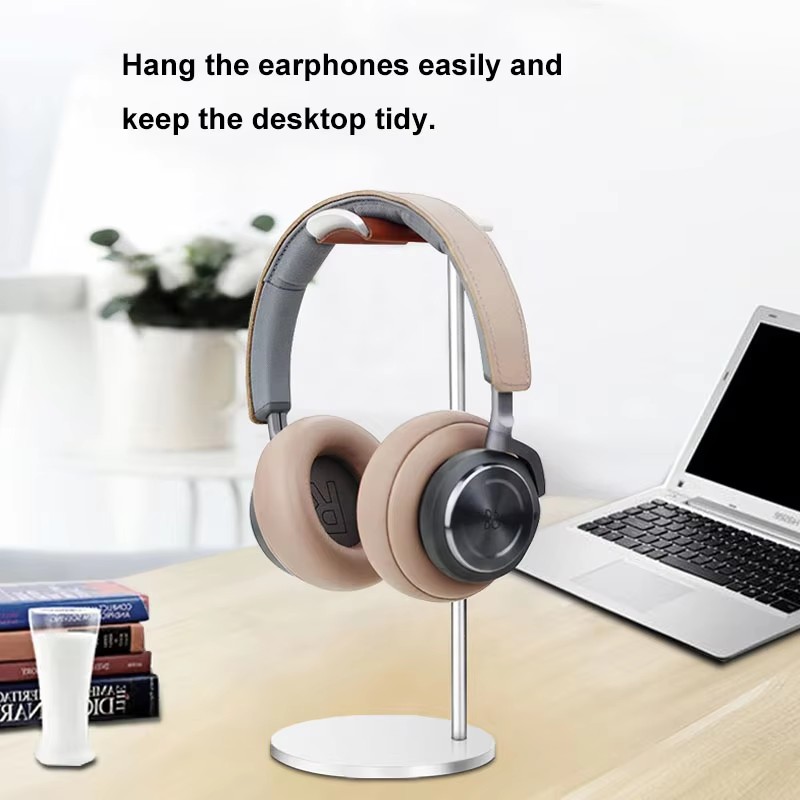 Desk Setup Gaming - Curved Aluminum Headphone Stand Rack Sturdy