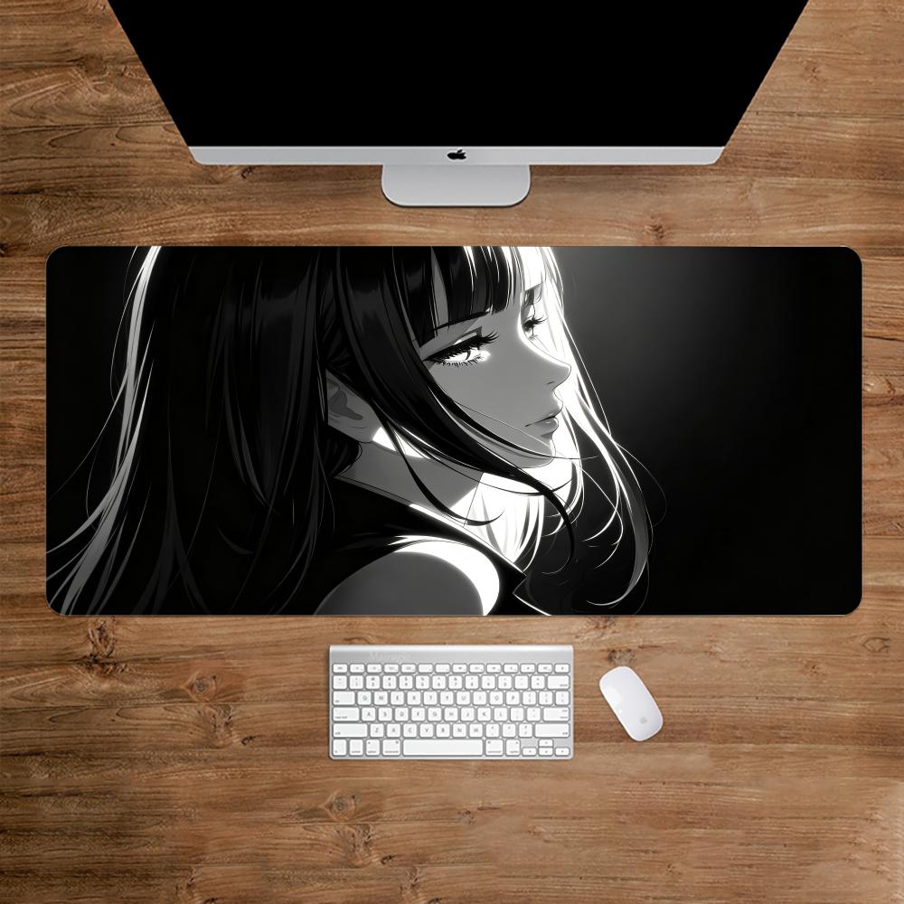 Desk Setup For Work - Dark Anime Girl Mouse Pad Desk