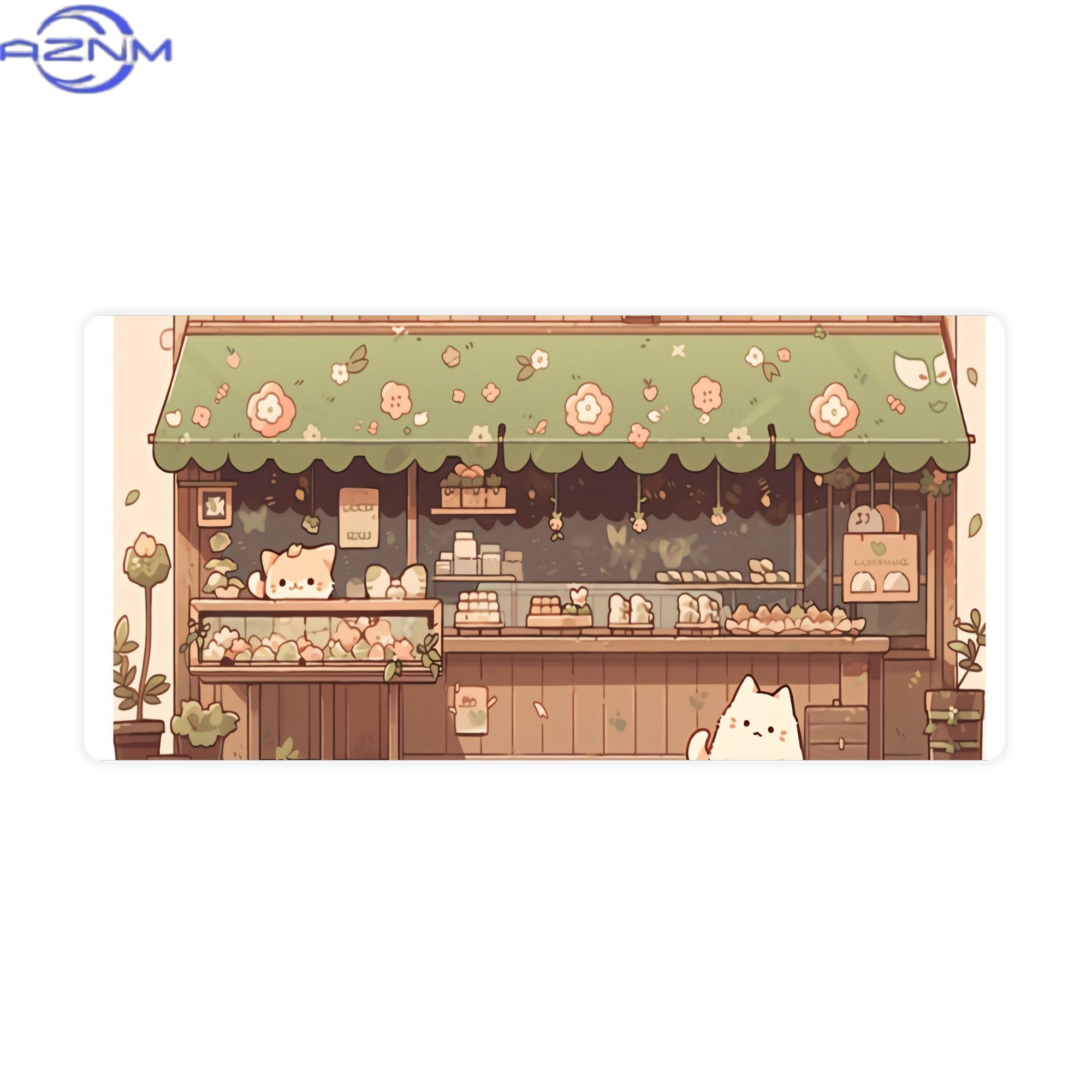 Your Desk Setup - Cat Bakery Aesthetic Green Shop Large