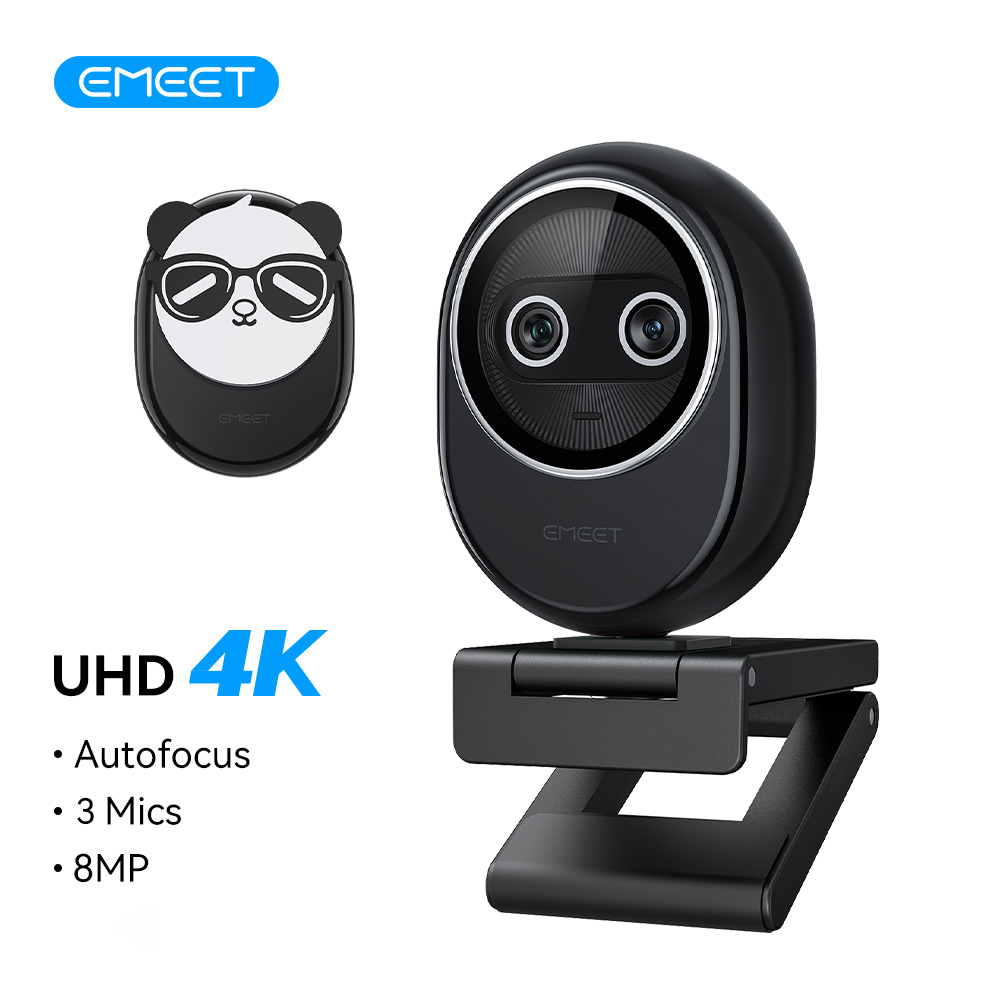 Desk Setup Ai - Webcam 4K EMEET Dual-Camera AI-Powered 4K