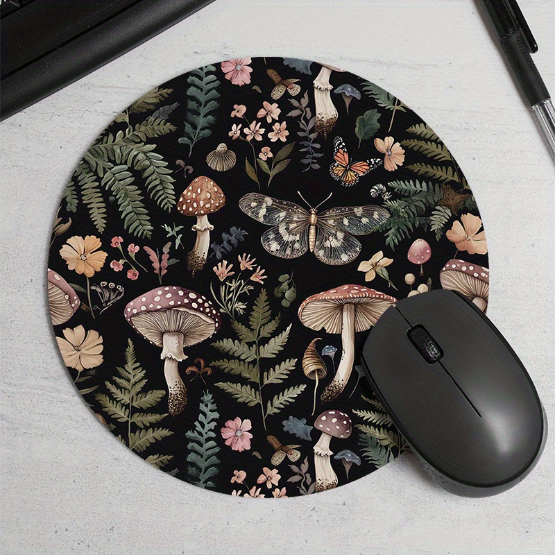 Desk Setup Pegboard - Round Forest Plant Mouse Pad Rubber