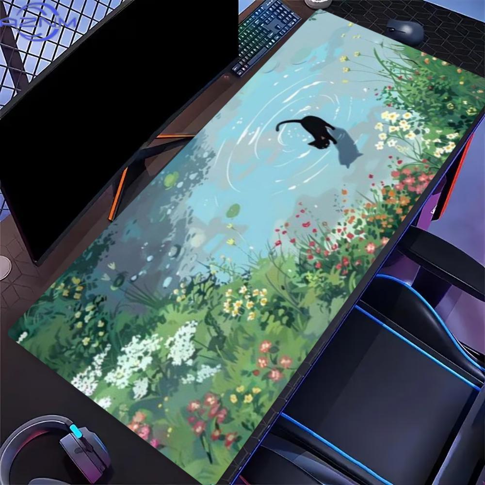 Floral Cute Cat Large Gaming M - Desk Setup For Work ulasan dan harga