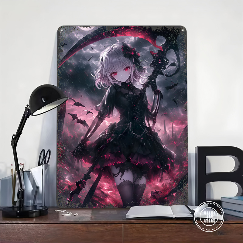 Demon Grim Reaper Girl Poster  - Desk Setup Vintage ulasan dan harga