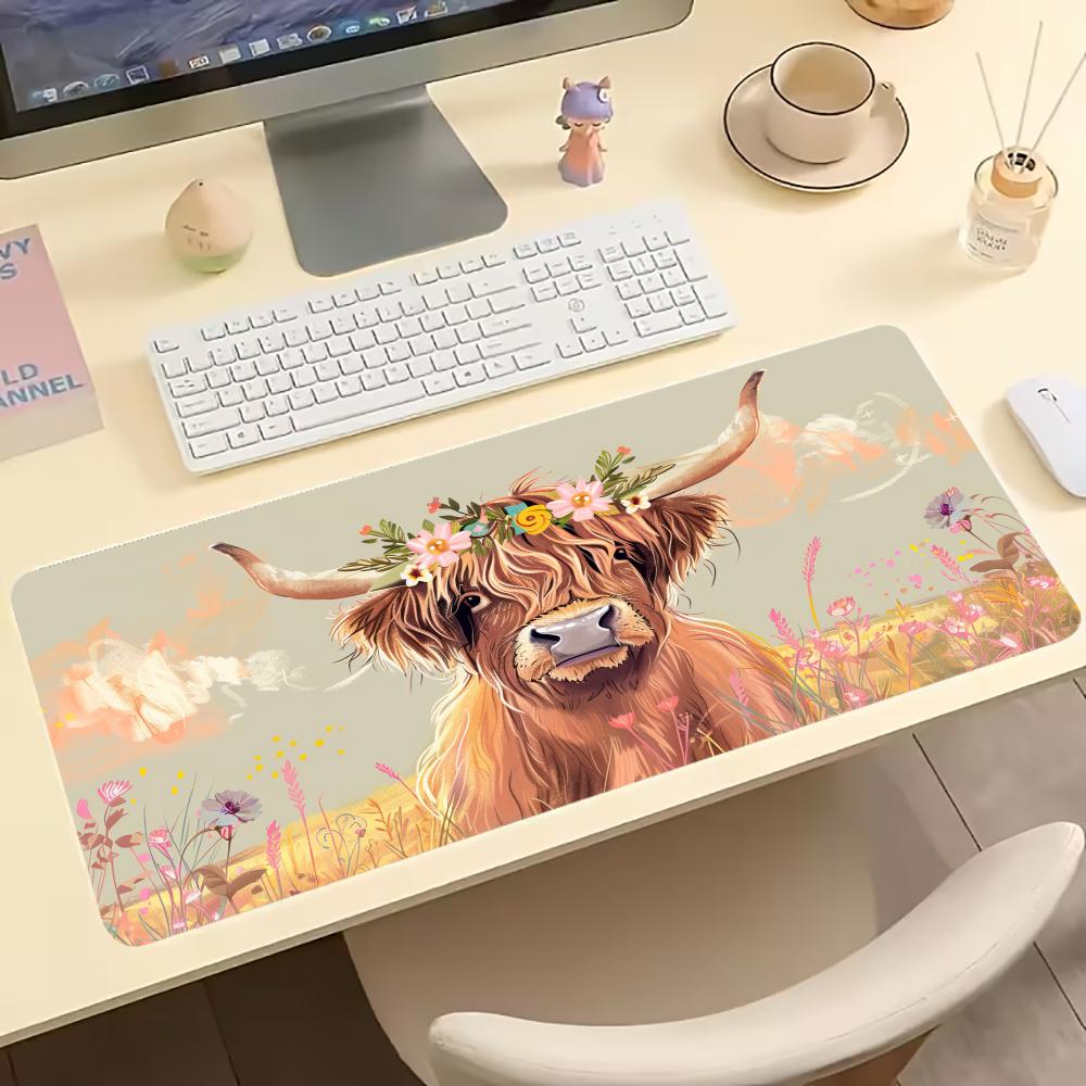 Vintage Highland Cow Floral Ga - Desk Setup Vintage ulasan dan harga