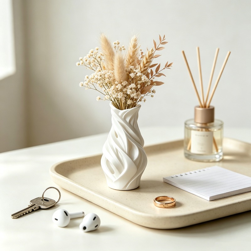 3D Printed Twisted Wave Vase O - Desk Setup Minimalist ulasan dan harga