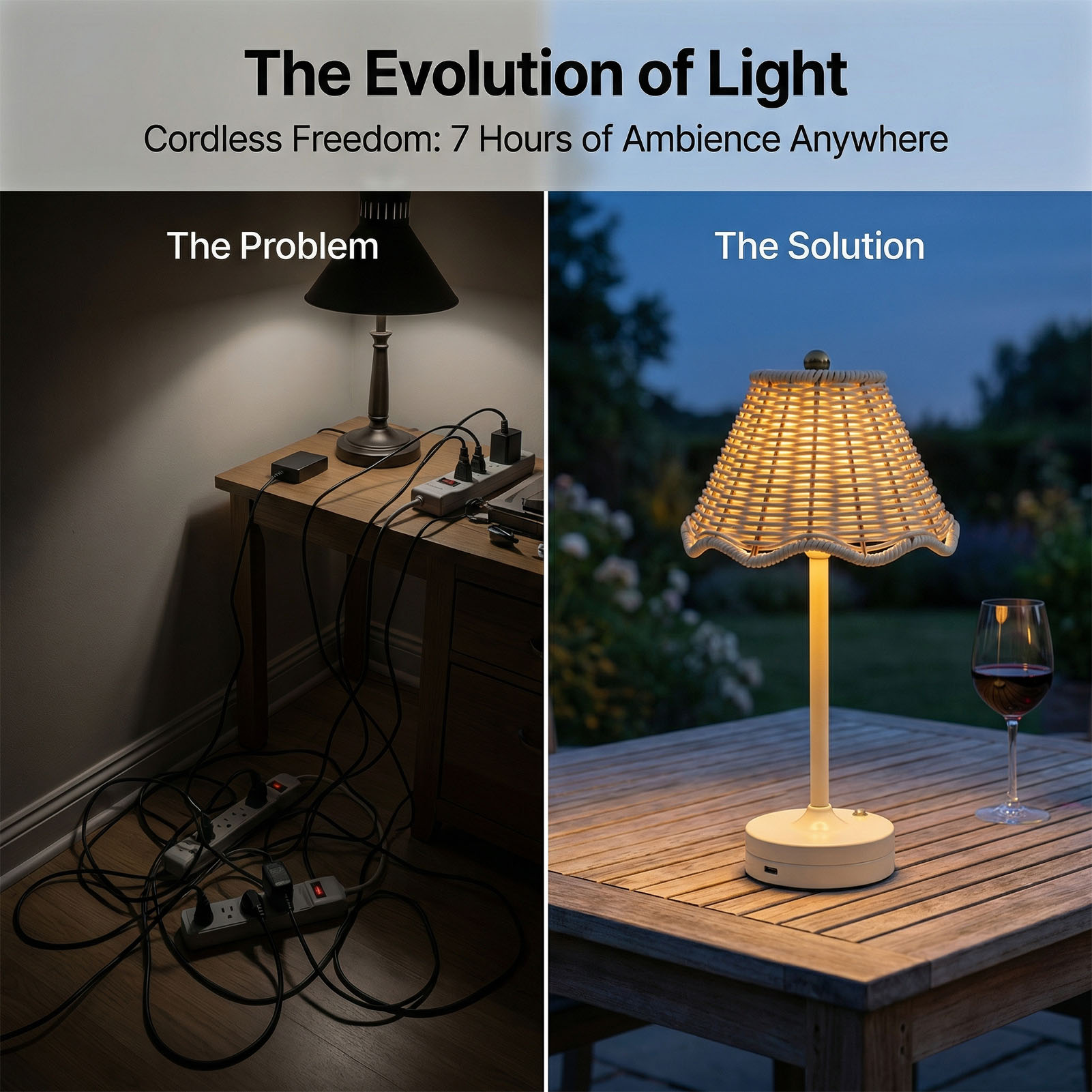 LED Vintage Rattan Table Lamp  - Desk Setup Vintage ulasan dan harga