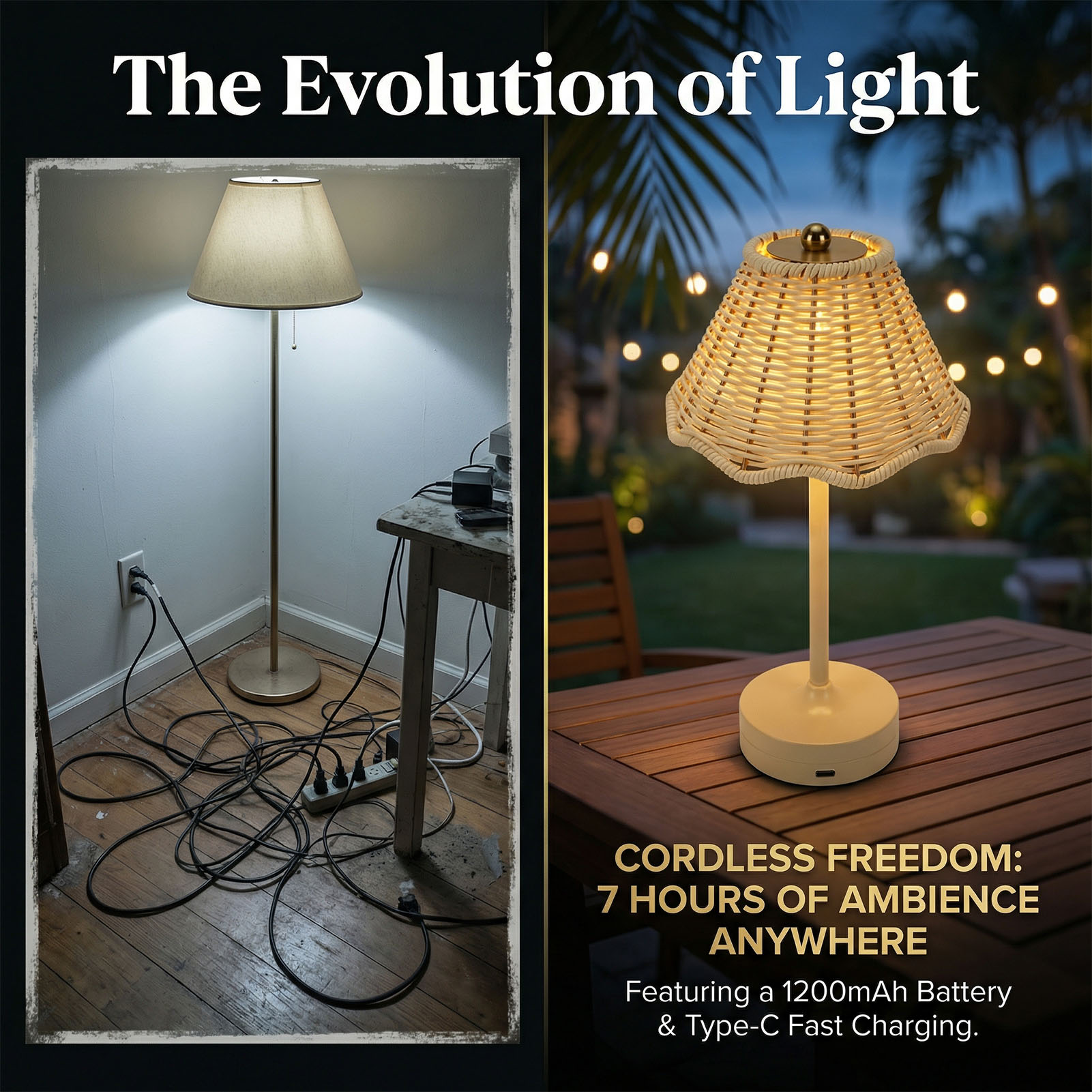 LED Vintage Rattan Table Lamp  - Desk Setup Vintage ulasan dan harga