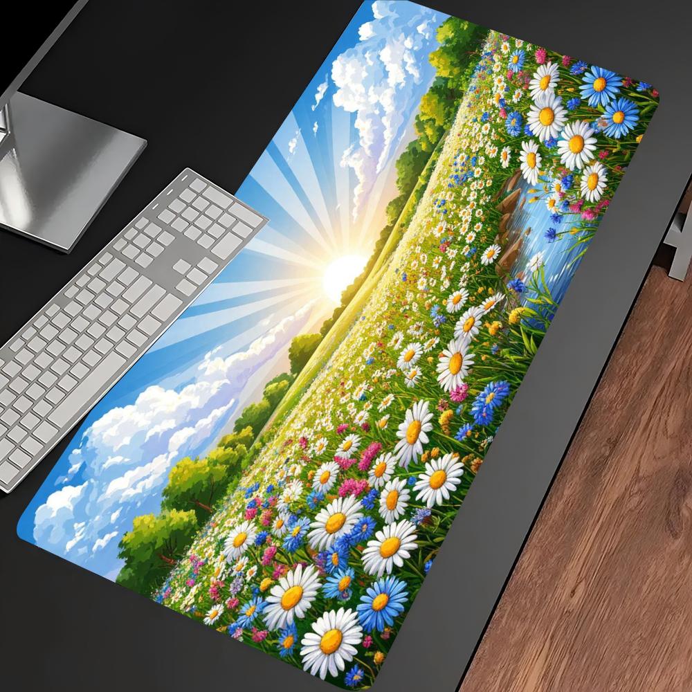 Natural Daisy Meadow Large Ext - Desk Setup Natural ulasan dan harga