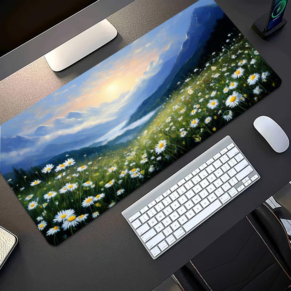 Natural Daisy Meadow Large Ext - Desk Setup Natural ulasan dan harga
