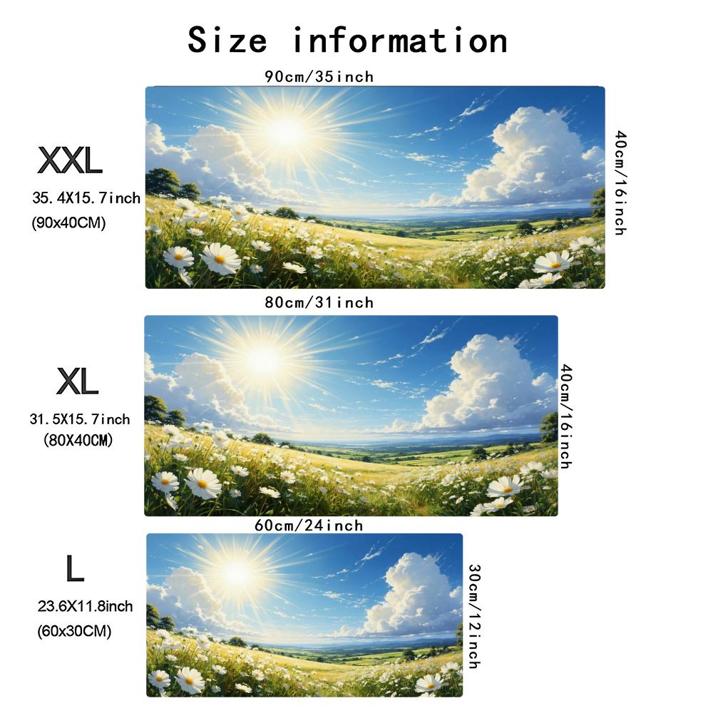 Natural Daisy Meadow Large Ext - Desk Setup Natural ulasan dan harga