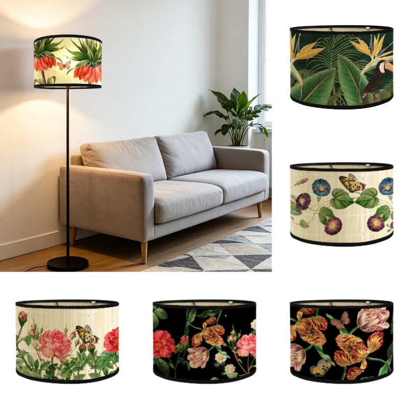 Vintage Printed Bamboo Lampsha - Desk Setup Vintage ulasan dan harga