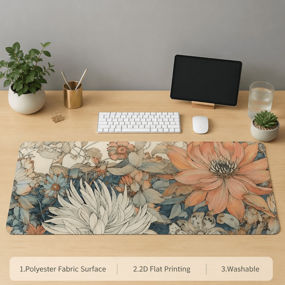 Retro floral table mat, featur - Desk Setup For Work ulasan dan harga
