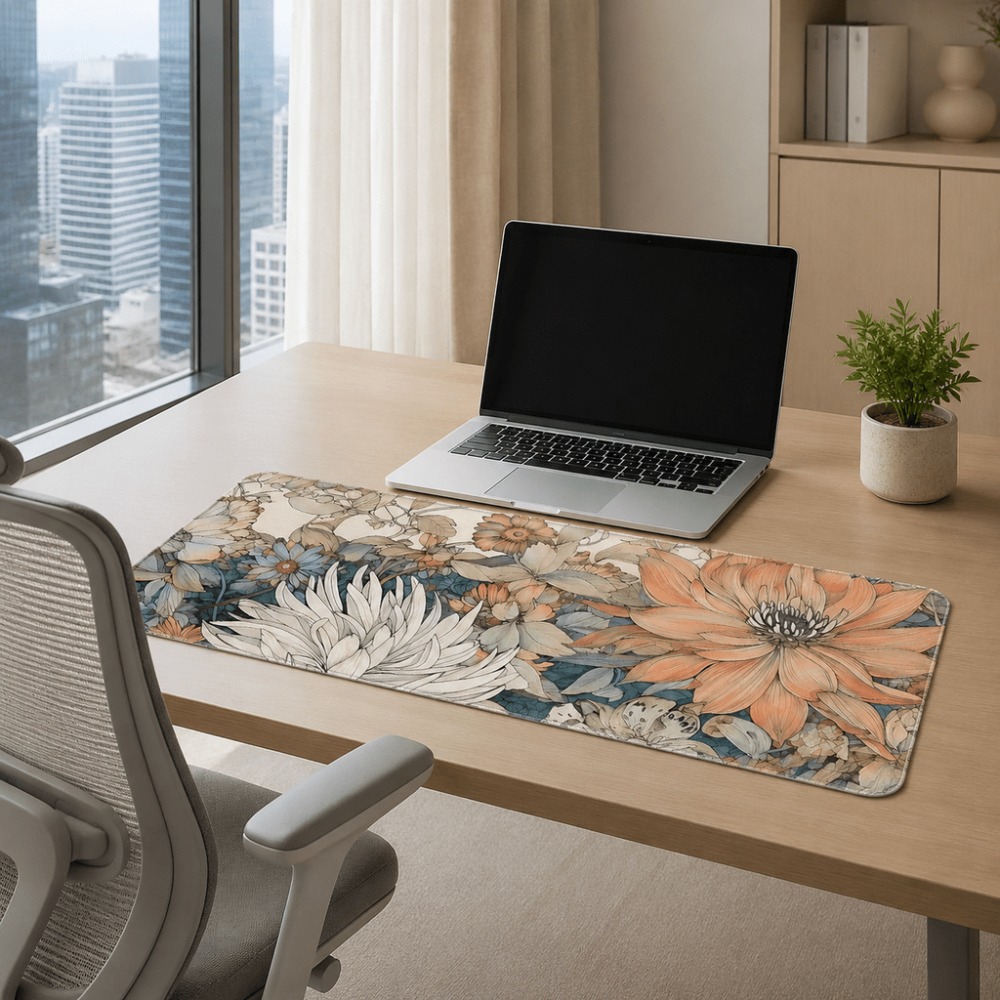 Retro floral table mat, featur - Desk Setup For Work ulasan dan harga
