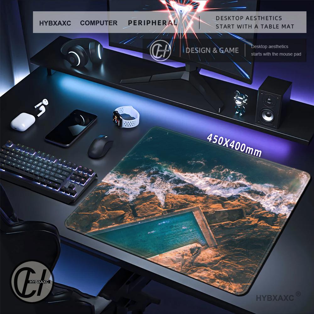 HYBXAXC MAerial Ocean Wave Mou - Desk Setup Natural ulasan dan harga