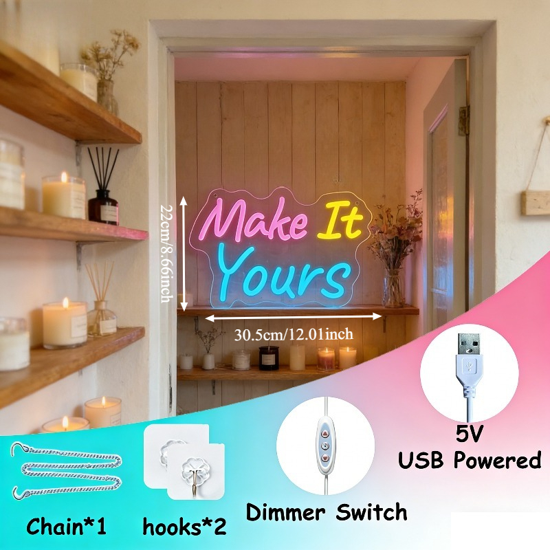 Make It Yours Neon Sign LED US - Desk Setup Inspiration ulasan dan harga