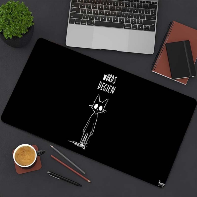 Funny Sketch Cat Words Decien  - Desk Setup For Work ulasan dan harga