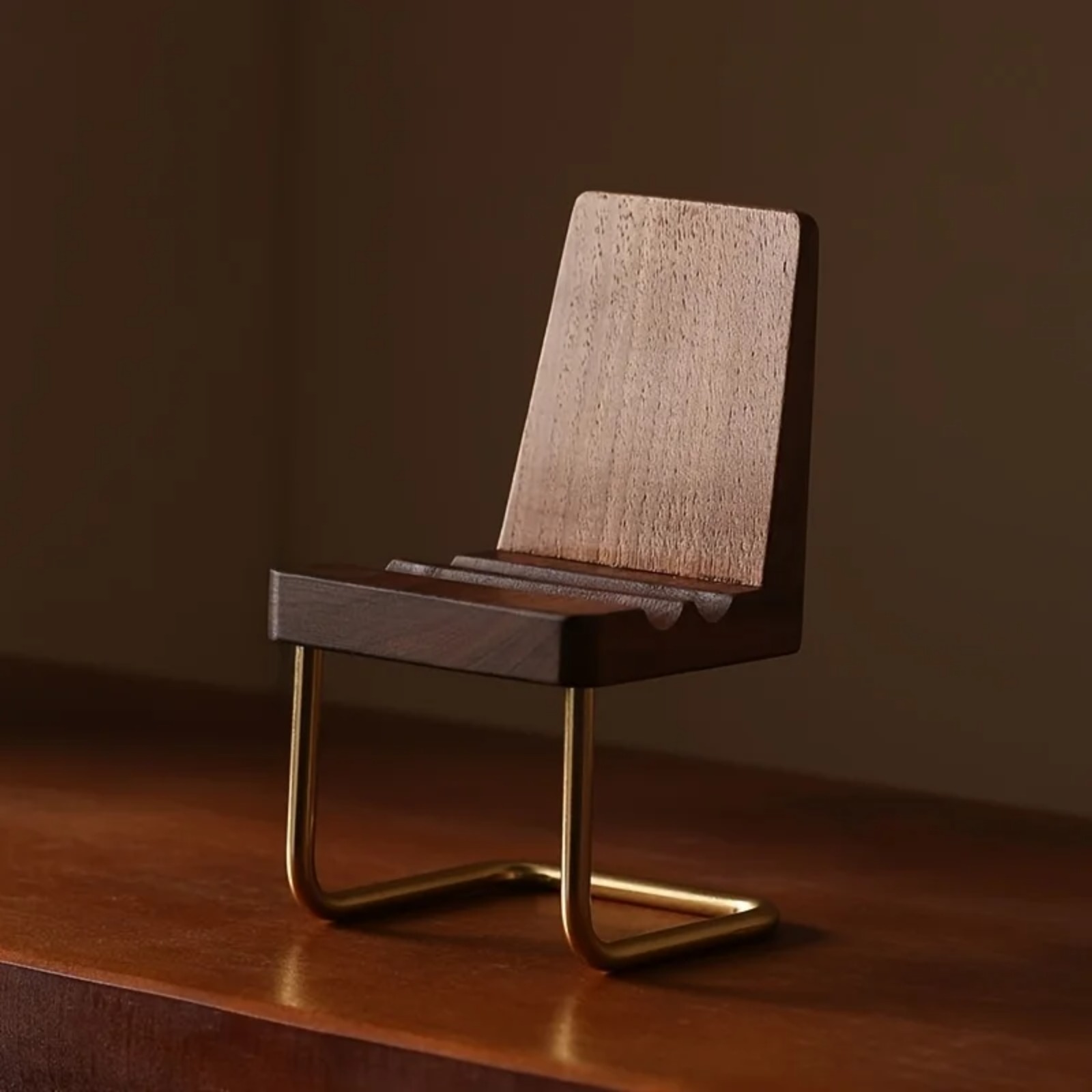 Wooden Phone Stand Walnut Desk - Desk Setup Natural ulasan dan harga