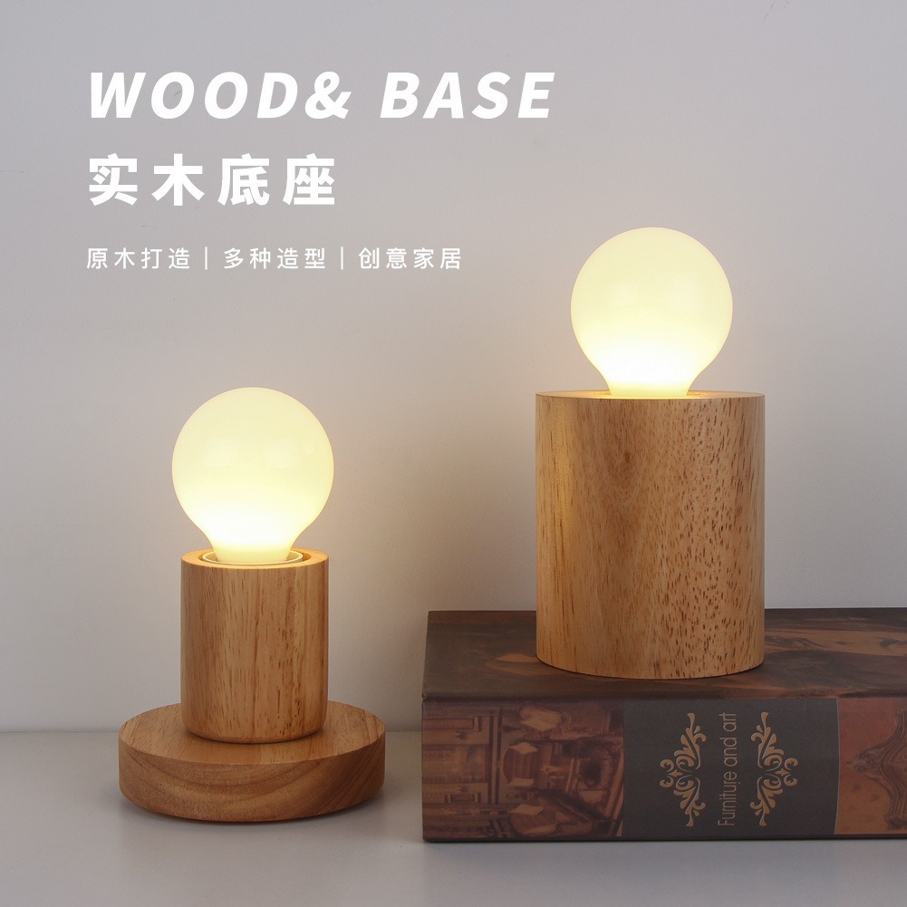 Retro Wood Table Lamp E27 Sock - Desk Setup Vintage ulasan dan harga